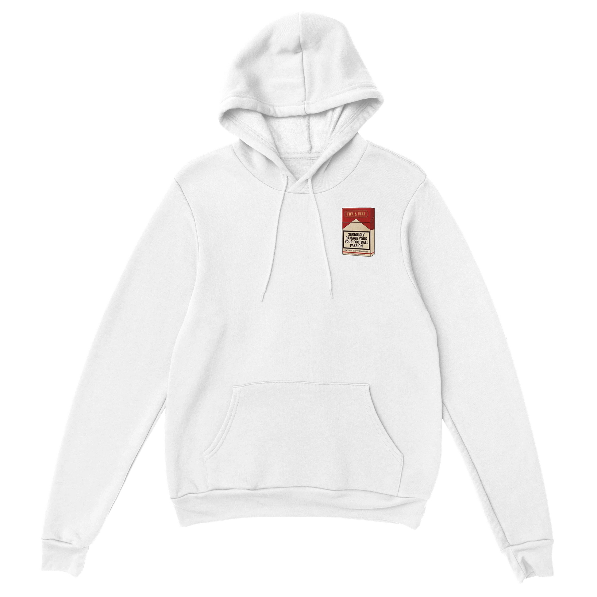 health warning hoodie over white