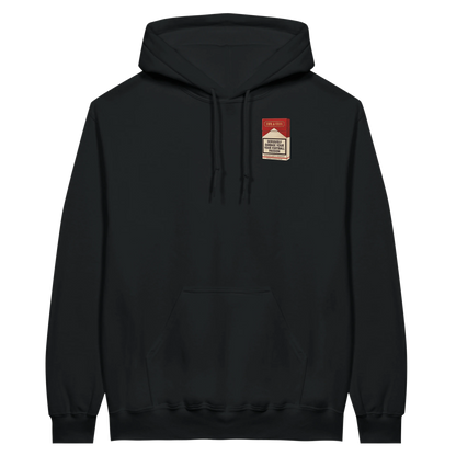 health warning hoodie front black