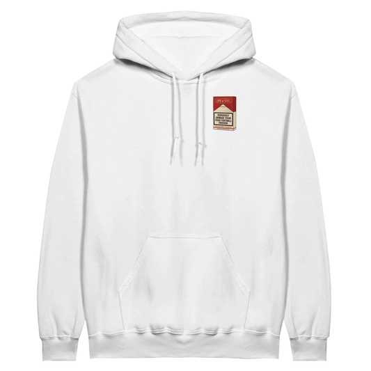 health warning hoodie front white